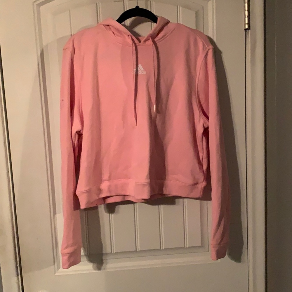 Adidas cropped pull over hoodie